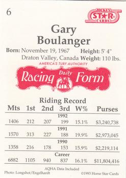 1993 Jockey Star #6 Gary Boulanger Back